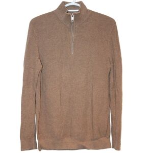 2/$25 🏷 H&M Taupe Knit 1/4 Zip Pullover Slim Fit Size M